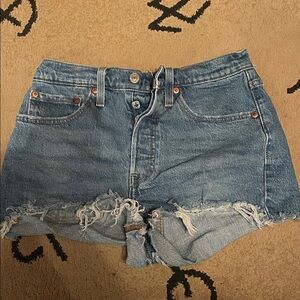Levi's Blue Distressed Jean Shorts